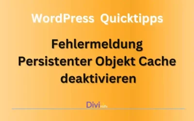 Fehlermeldung Persistenter Objekt Cache deaktivieren